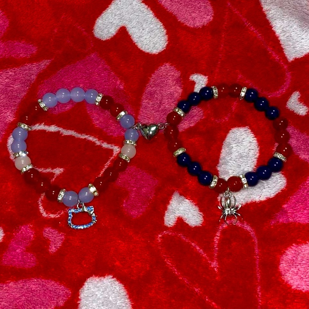 Hello Kitty and Spiderman matching couples bracelets